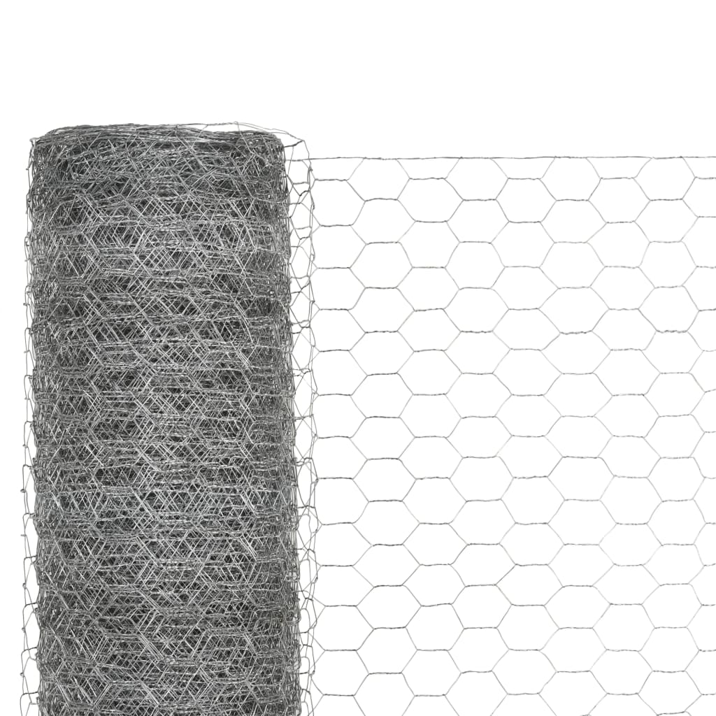 Wire mesh, silver, 25x1.2m, galvanised steel