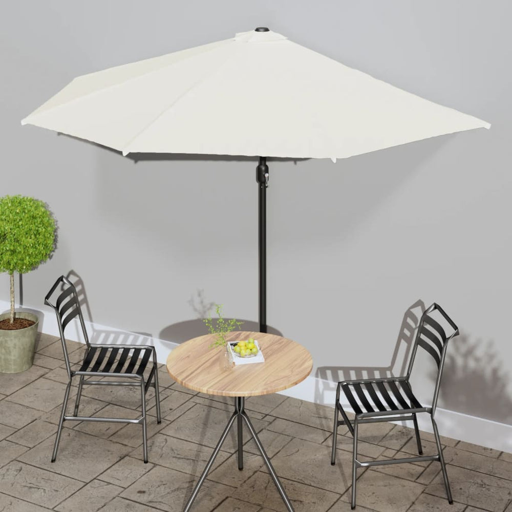Half balcony parasol with aluminum pole, sand, 300x155cm