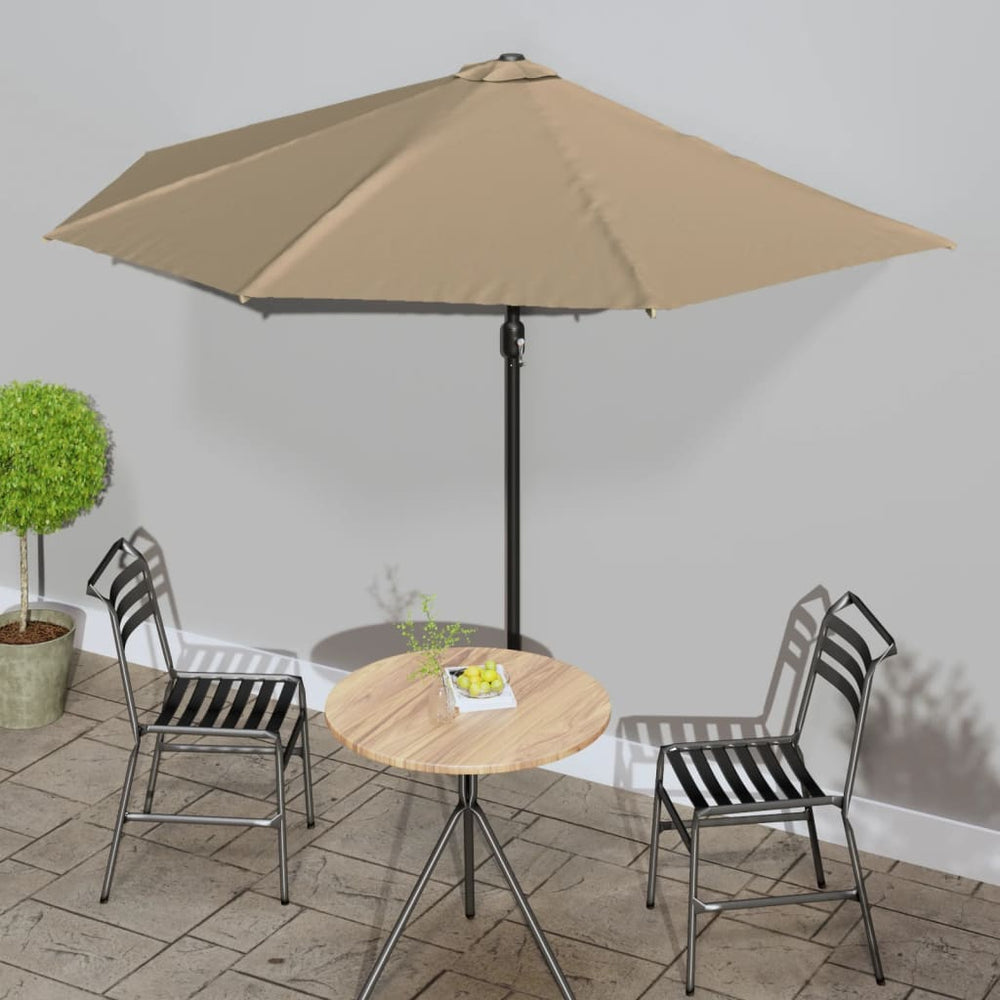 Half balcony parasol with aluminium pole, taupe, 300x155cm