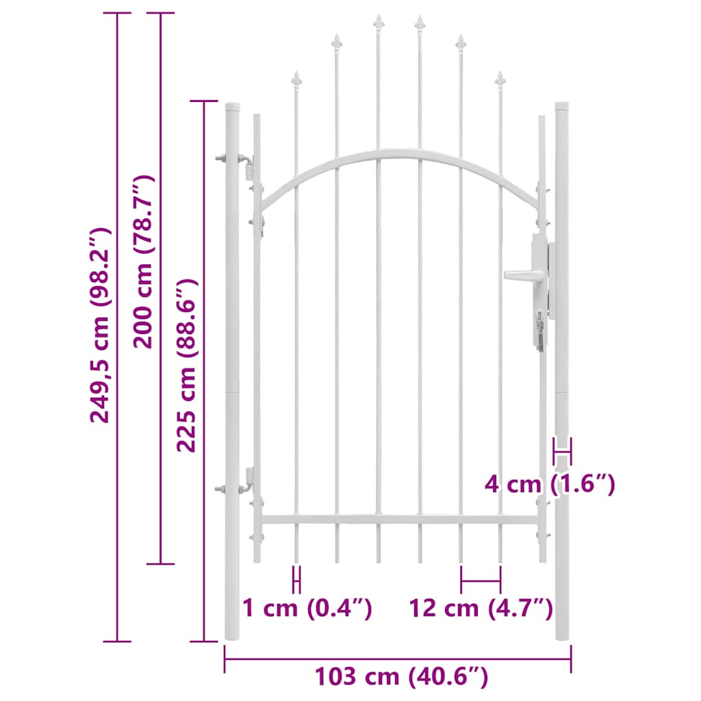 Sodo vartai Woerden, plieniniai, 1x2,45 m, balti