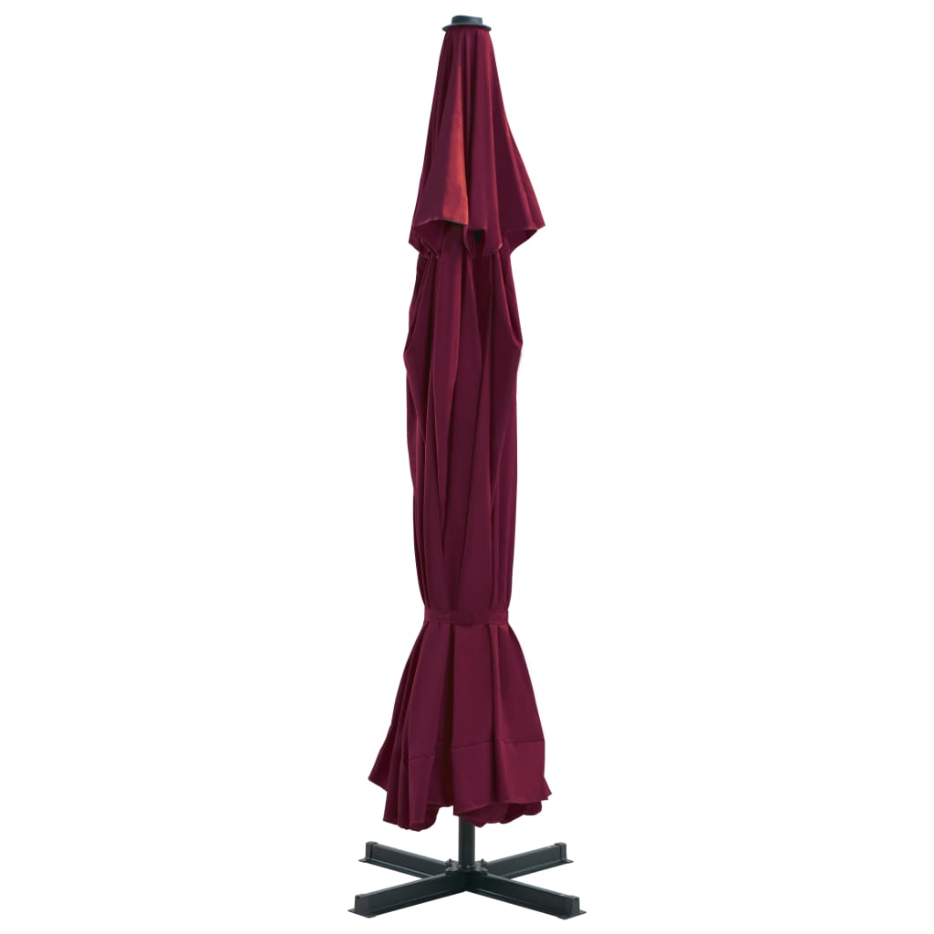 Outdoor cantilever parasol with aluminum pole, red, 500cm