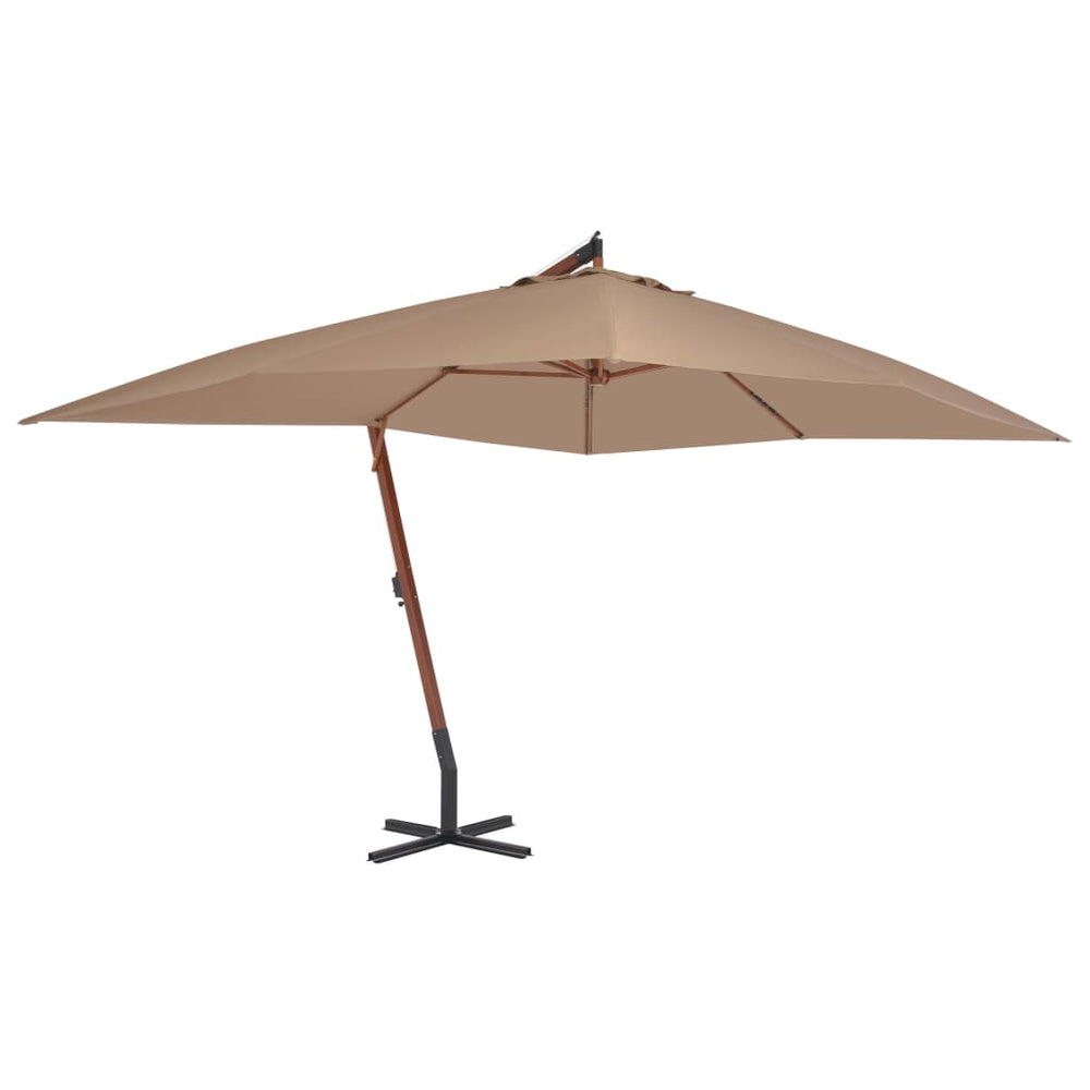 Cantilever garden parasol with wooden pole, taupe, 400x300cm