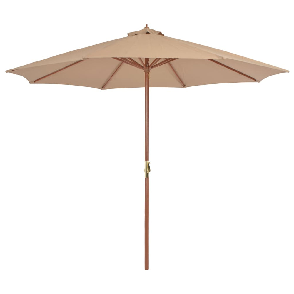 Outdoor sunshade with wooden pole, taupe, 300cm