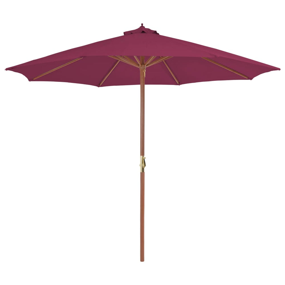Lauko skėtis nuo saulės su mediniu stulpu, raudonas, 300cm