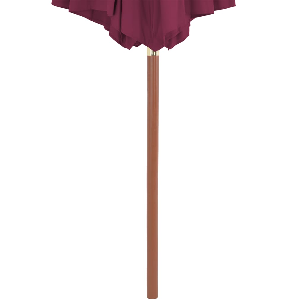 Lauko skėtis nuo saulės su mediniu stulpu, raudonas, 300cm