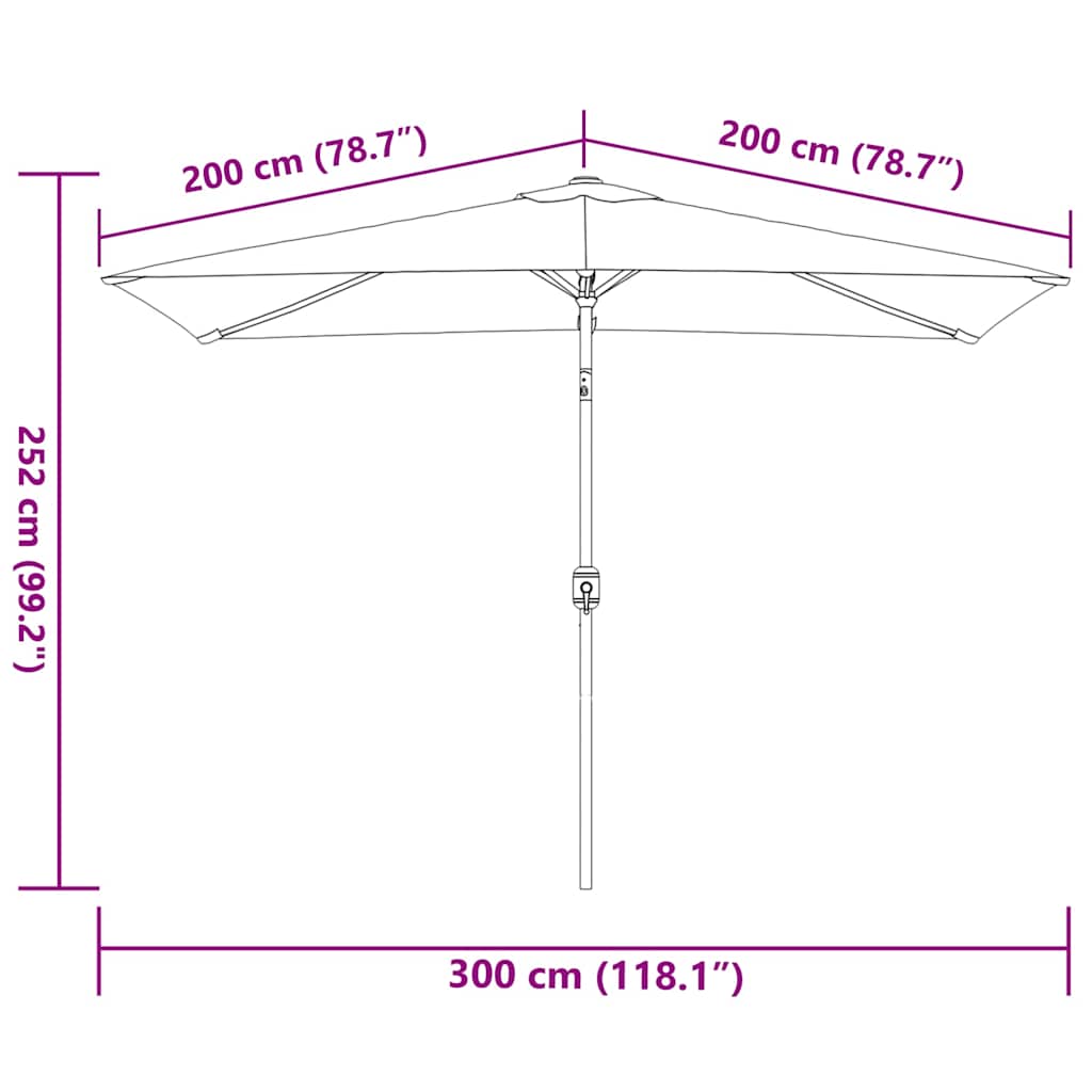 Lauko skėtis su metaliniu stulpu, antracito, 300x200cm