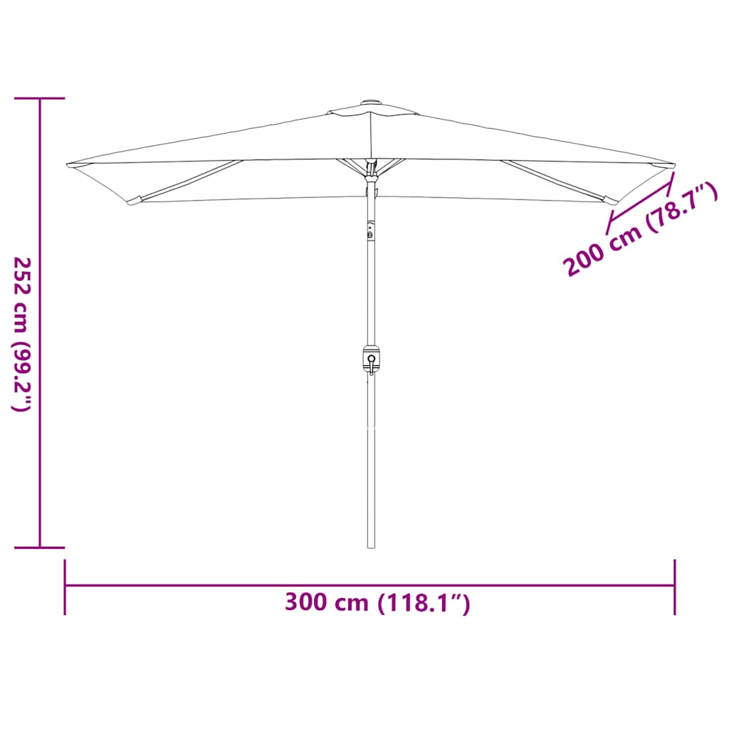 Lauko skėtis nuo saulės su metaliniu stulpu, taupe, 300x200cm