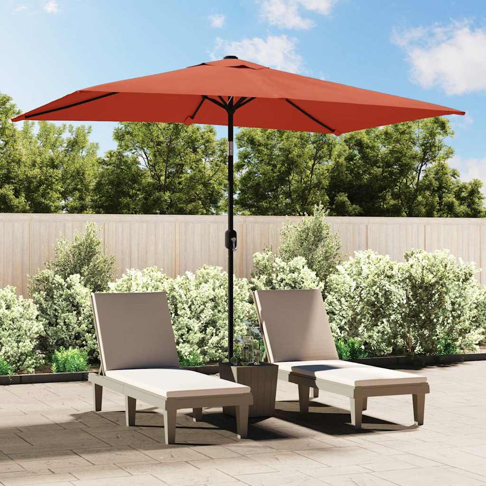 Outdoor parasol with metal pole, terracotta, 300x200cm