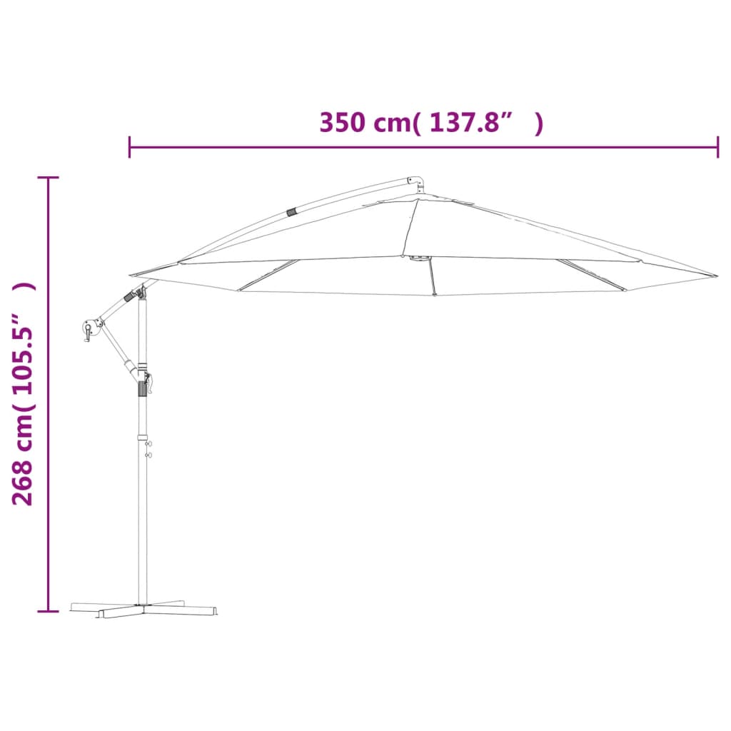 Gembinis sodo skėtis su aliuminiu stulpu, raudonas, 350cm