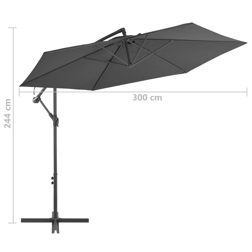 Gembinis sodo skėtis su aliuminiu stulpu, antracito, 300cm