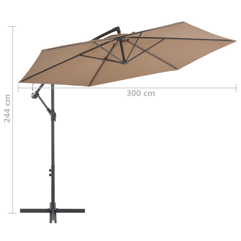 Gembinis sodo skėtis su aliuminiu stulpu, taupe, 300cm