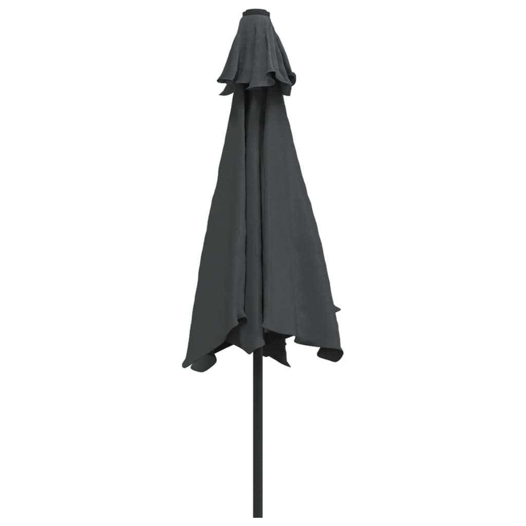 Lauko skėtis su LED ir plieniniu stulpu, antracito, 300cm