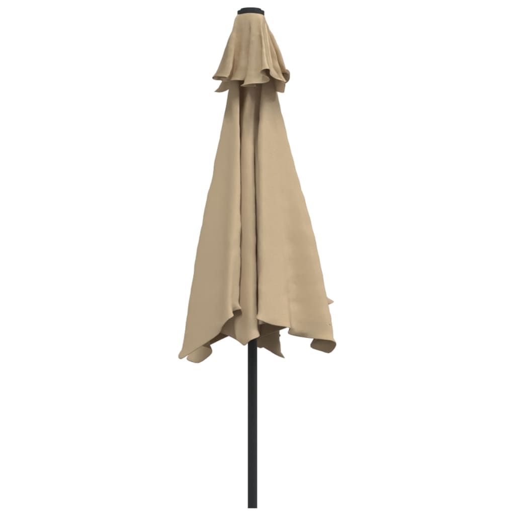 Lauko skėtis su LED ir plieniniu stulpu, taupe, 300cm