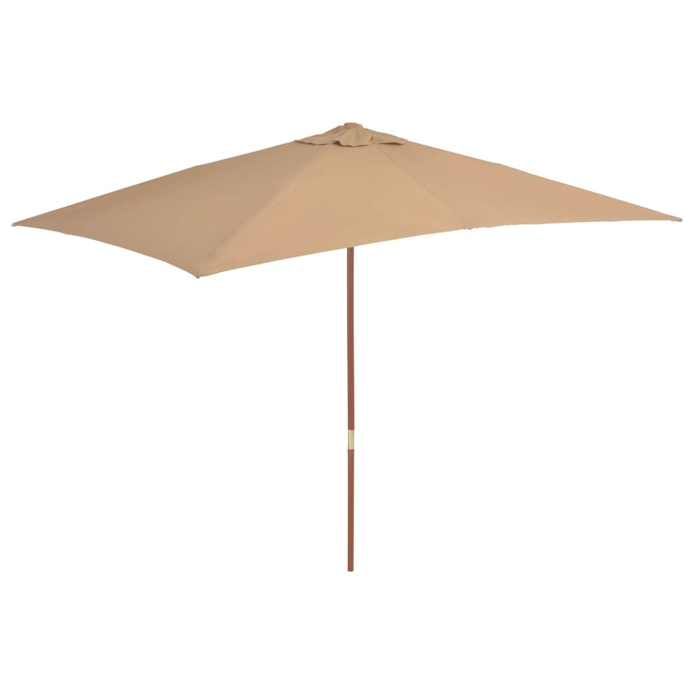 Outdoor parasol with wooden pole, taupe, 200x300cm
