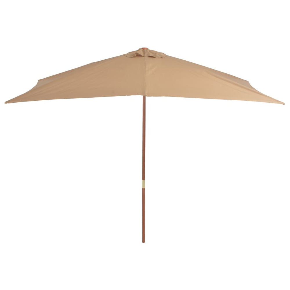 Outdoor parasol with wooden pole, taupe, 200x300cm