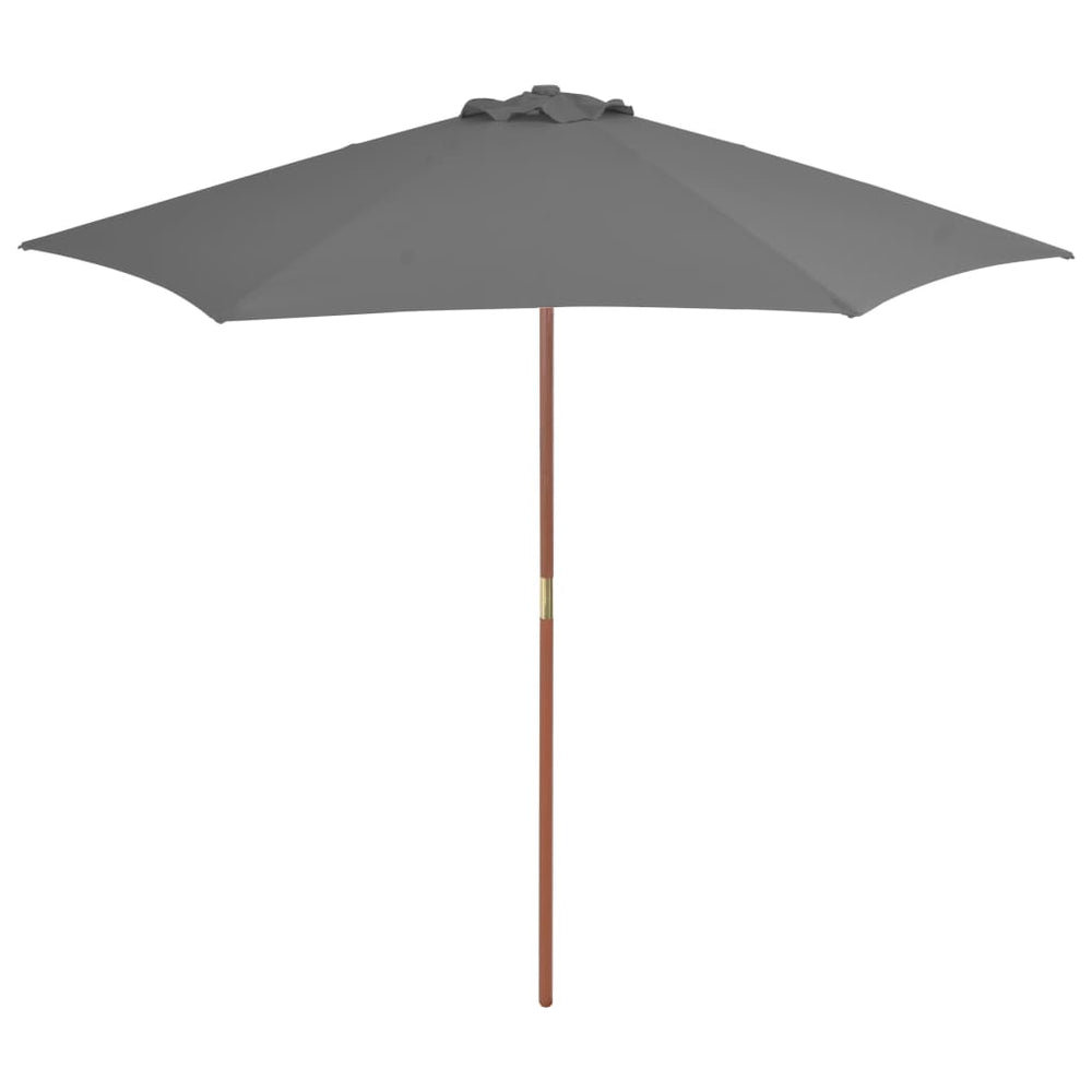Lauko skėtis nuo saulės su mediniu stulpu, antracito, 270cm