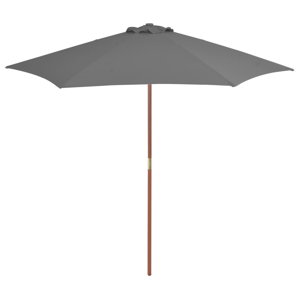 Lauko skėtis nuo saulės su mediniu stulpu, antracito, 270cm