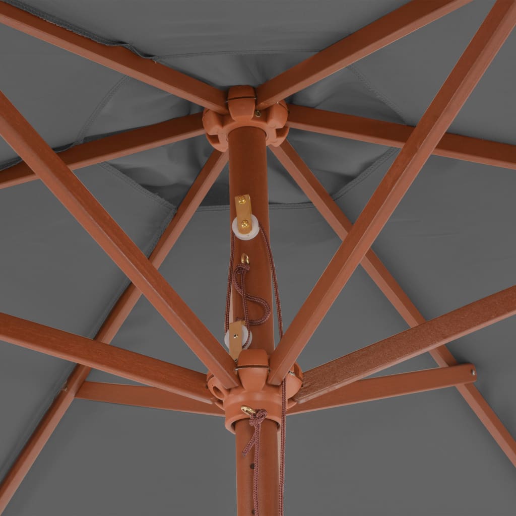 Lauko skėtis nuo saulės su mediniu stulpu, antracito, 270cm