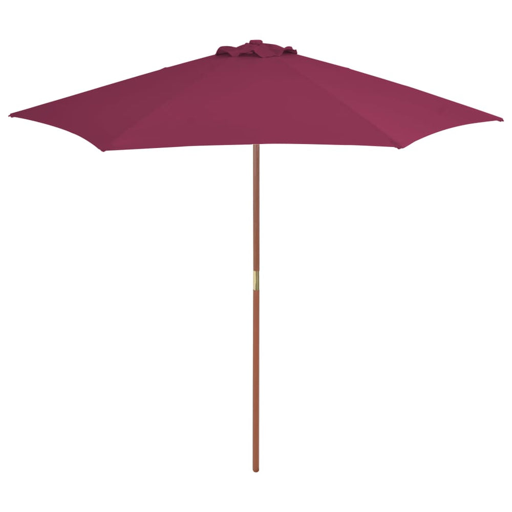 Lauko skėtis nuo saulės su mediniu stulpu, raudonas, 270cm