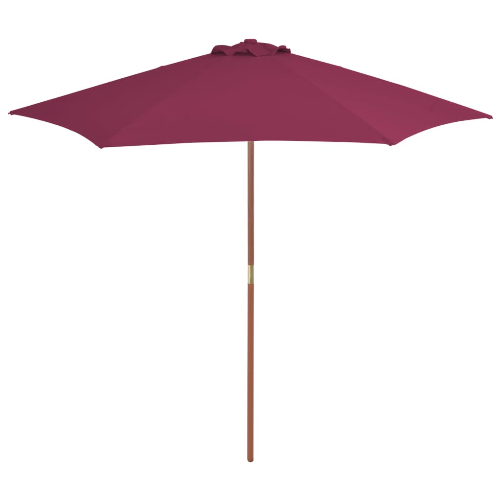 Lauko skėtis nuo saulės su mediniu stulpu, raudonas, 270cm