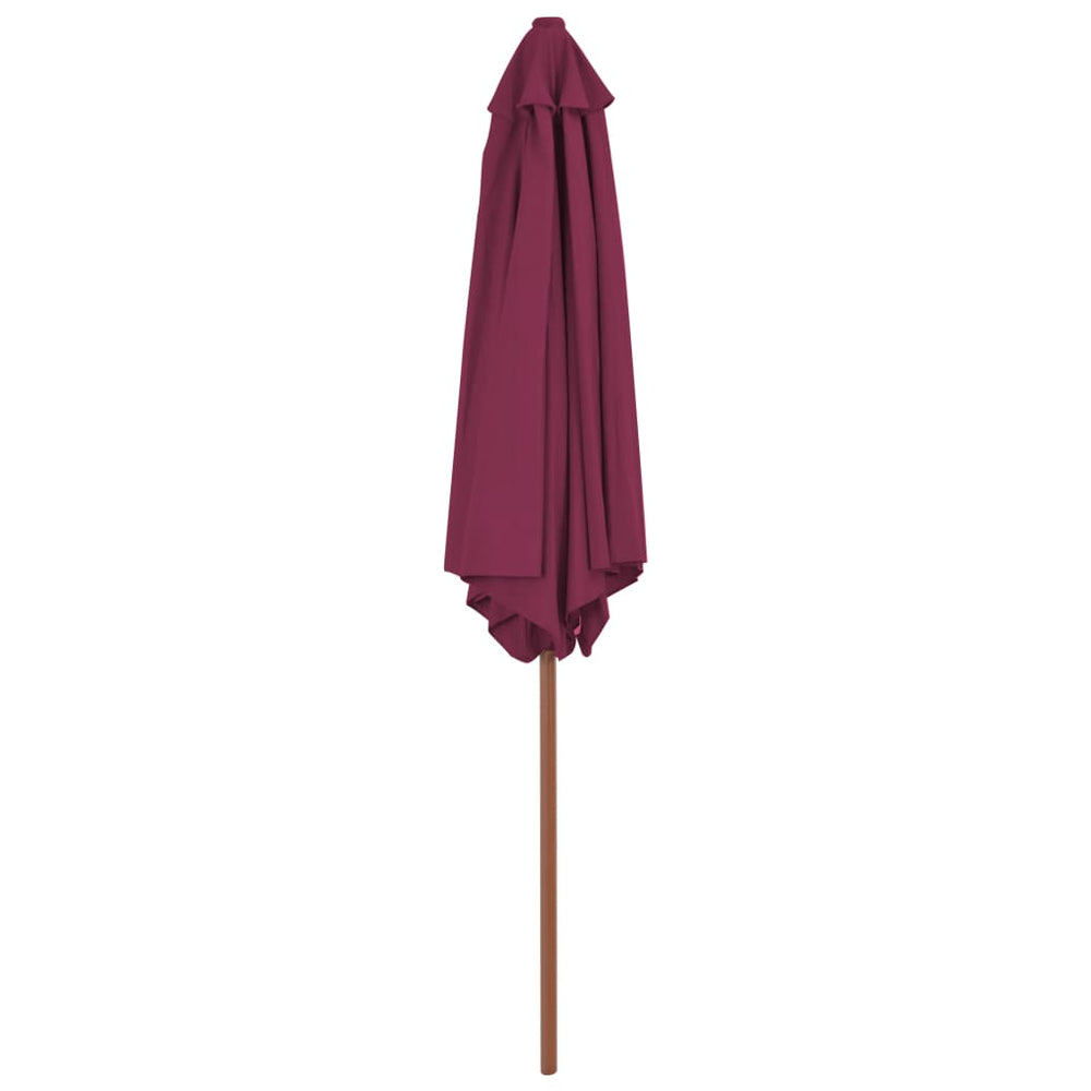Lauko skėtis nuo saulės su mediniu stulpu, raudonas, 270cm