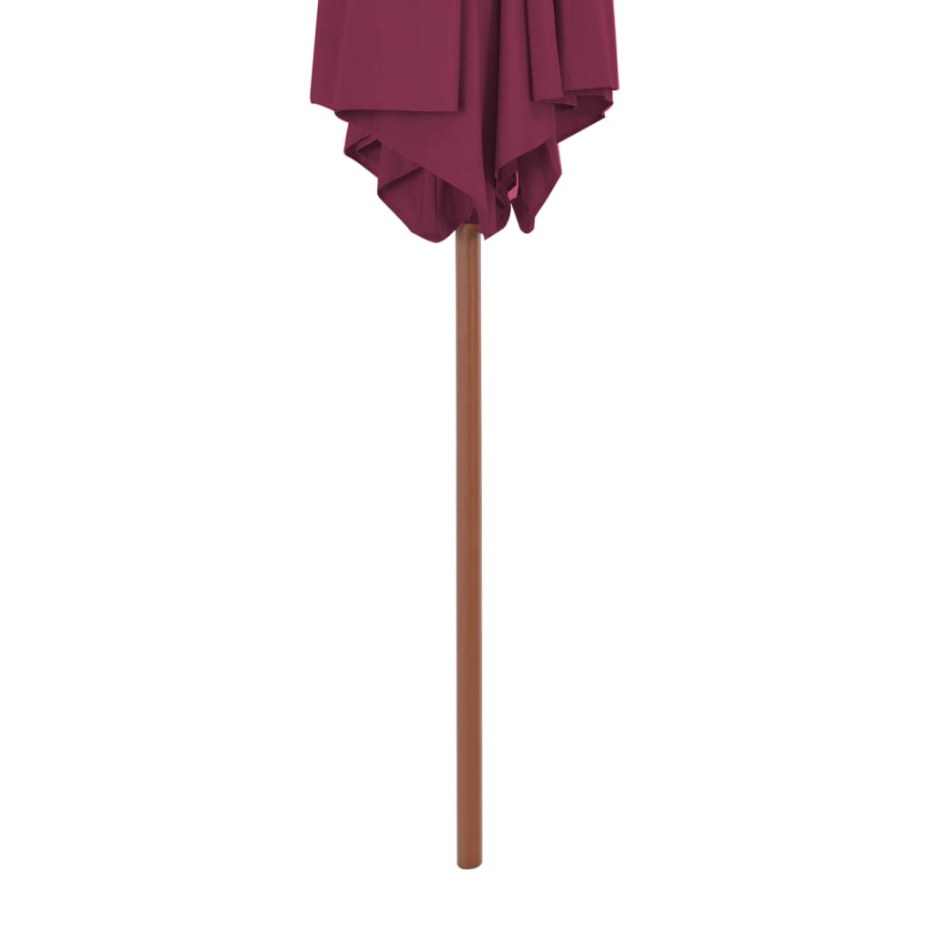 Lauko skėtis nuo saulės su mediniu stulpu, raudonas, 270cm