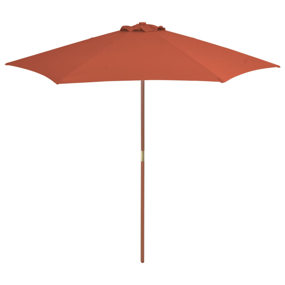 Outdoor parasol with wooden pole, terracotta, 270cm