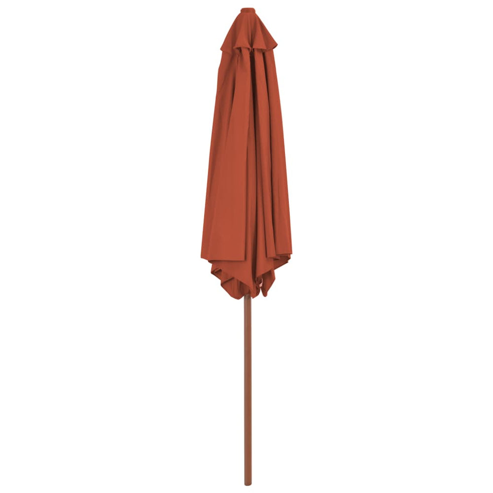Outdoor parasol with wooden pole, terracotta, 270cm