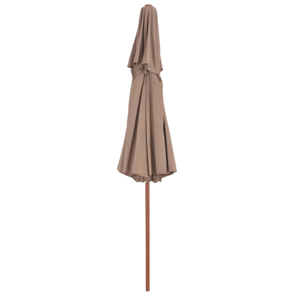Skėtis su mediniu stulpu, taupe, 270cm, su dvigubu stogu