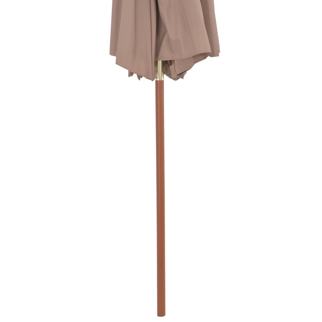 Skėtis su mediniu stulpu, taupe, 270cm, su dvigubu stogu