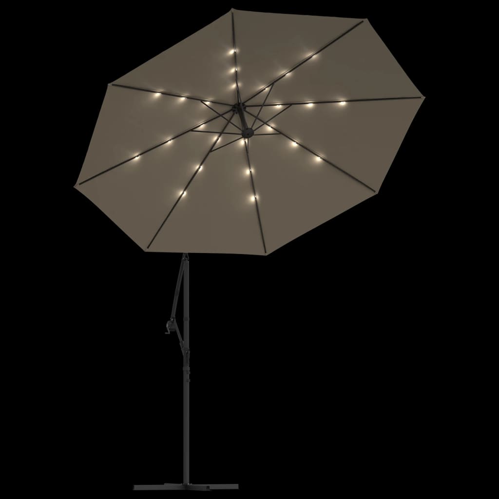 Konsole LED dārza saulessargs ARLO, pelēkbrūns, 300x254cm