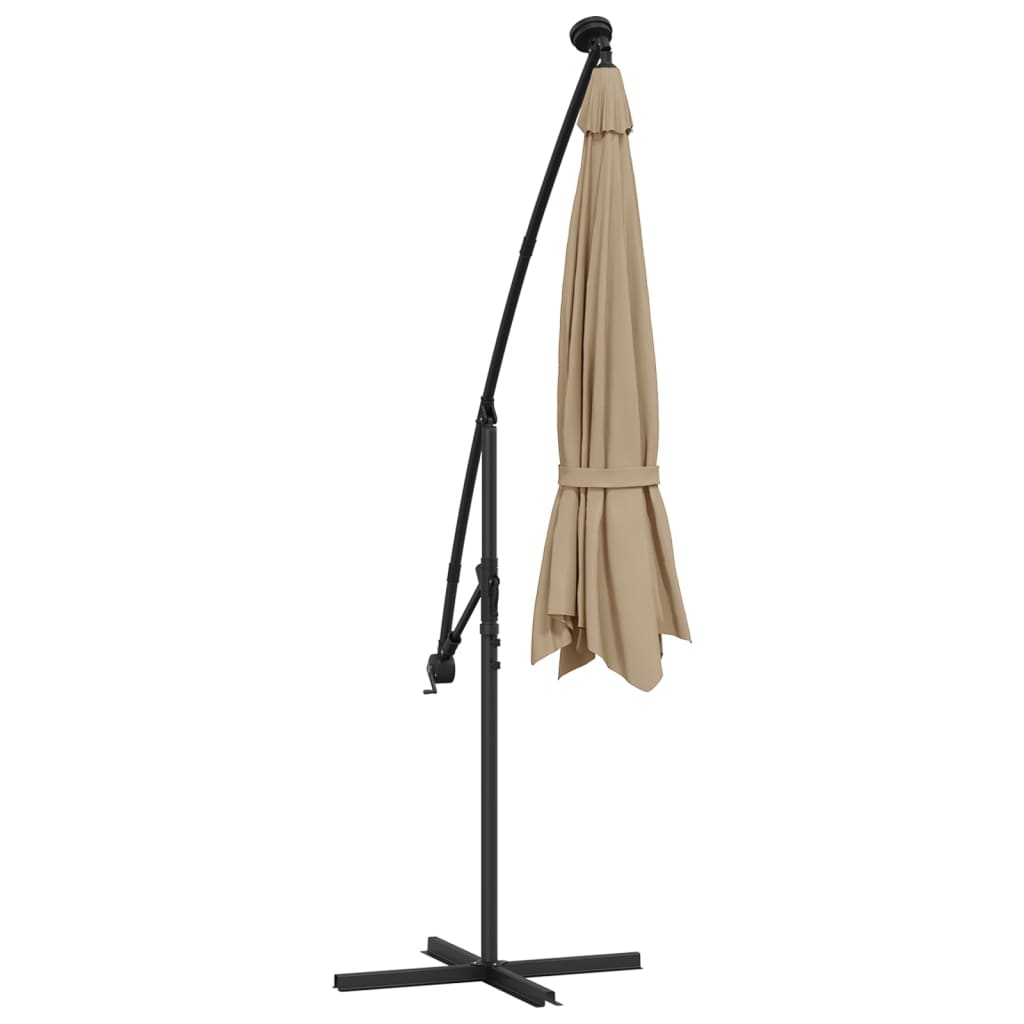 Konsole LED dārza saulessargs ARLO, pelēkbrūns, 300x254cm