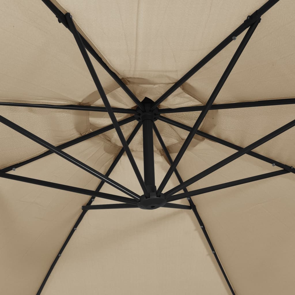 Konsole LED dārza saulessargs ARLO, pelēkbrūns, 300x254cm