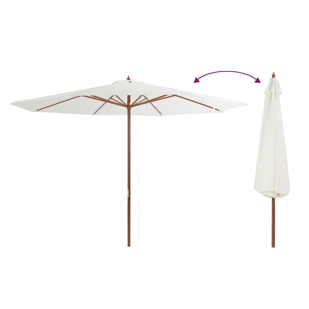 Outdoor parasol with wooden pole, sand white, 350cm