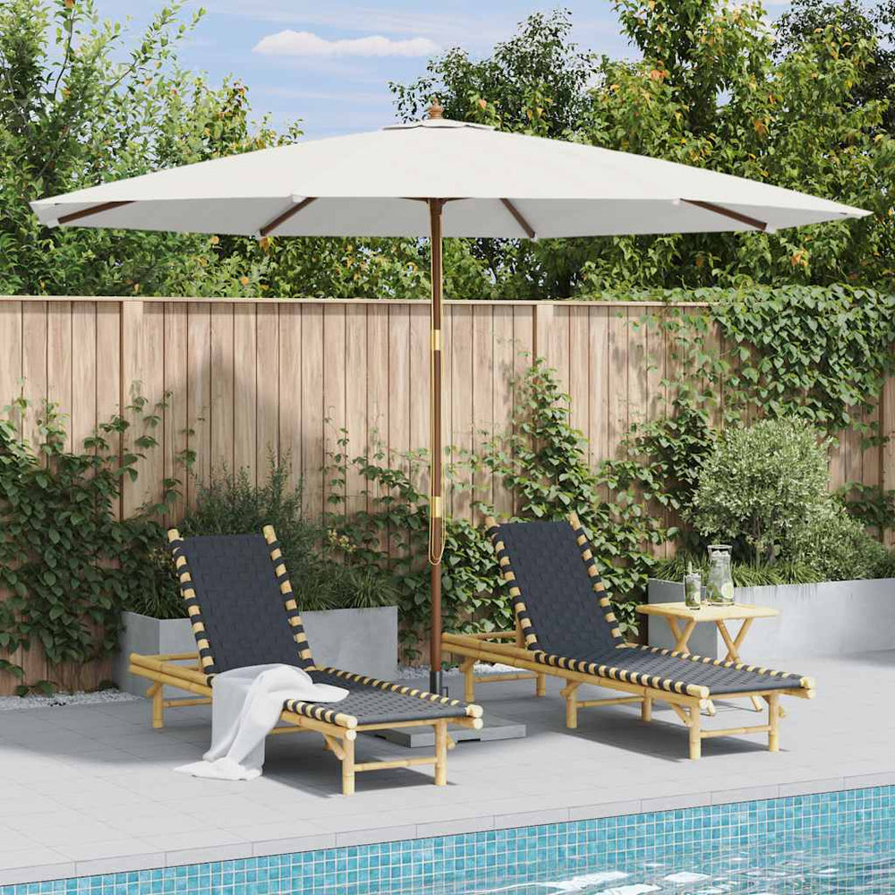 Outdoor parasol with wooden pole, sand white, 350cm
