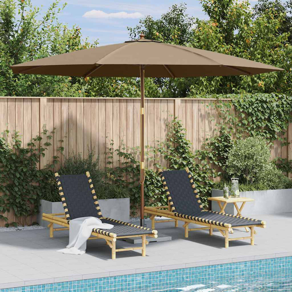 Outdoor patio parasol with wooden pole, taupe, 350cm