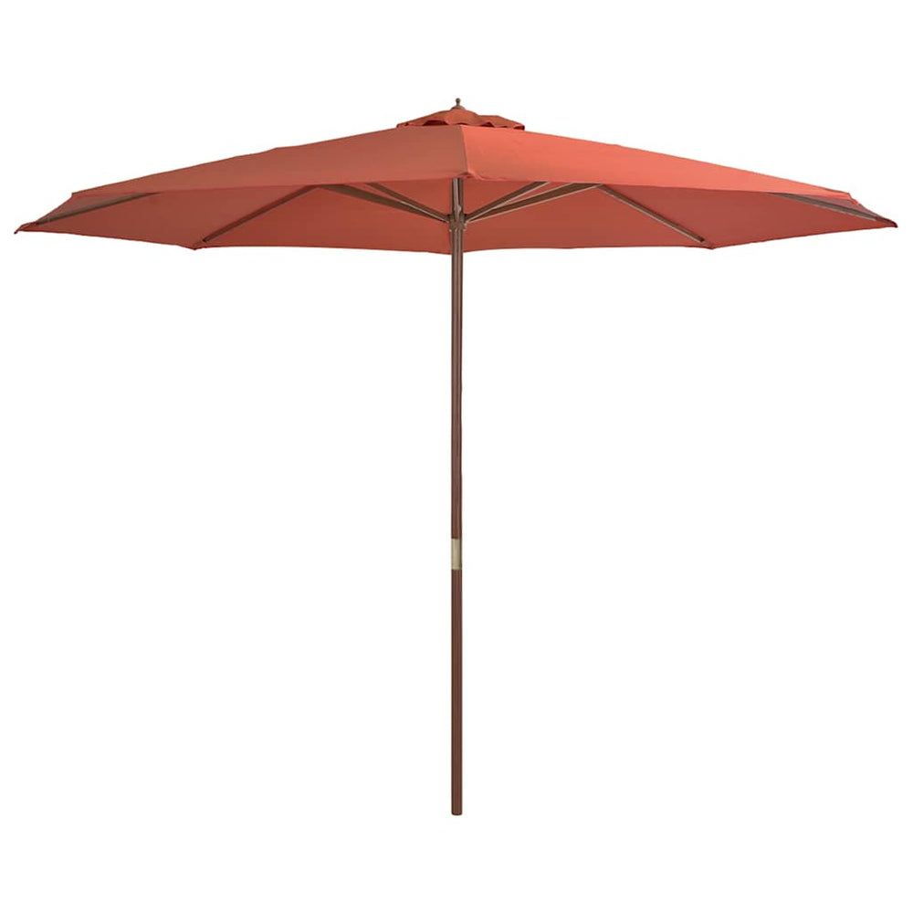 Outdoor parasol with wooden pole, terracotta, 350cm