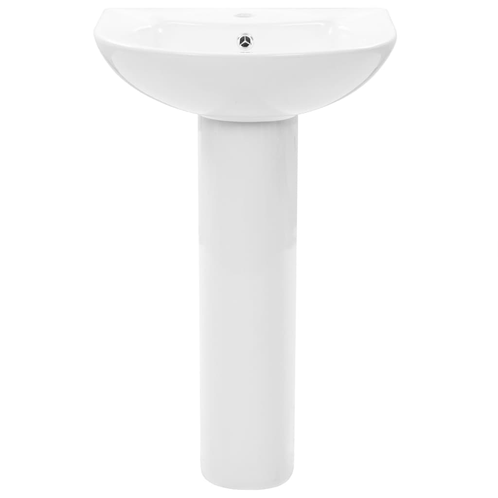 Freestanding basin with pedestal, white, 520x440x190mm, ceramic.