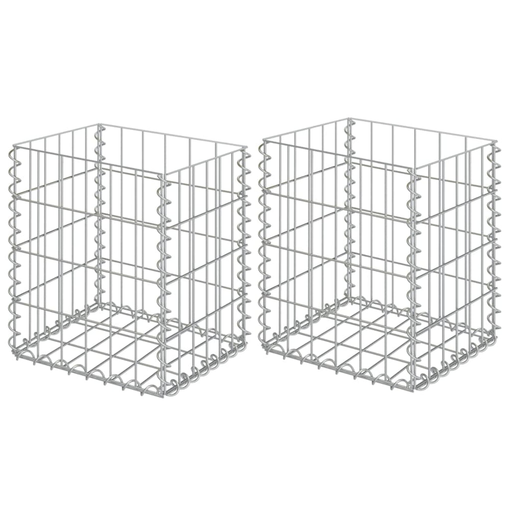 Gabion baskets 2 pcs galvanized steel 30x30x40 cm