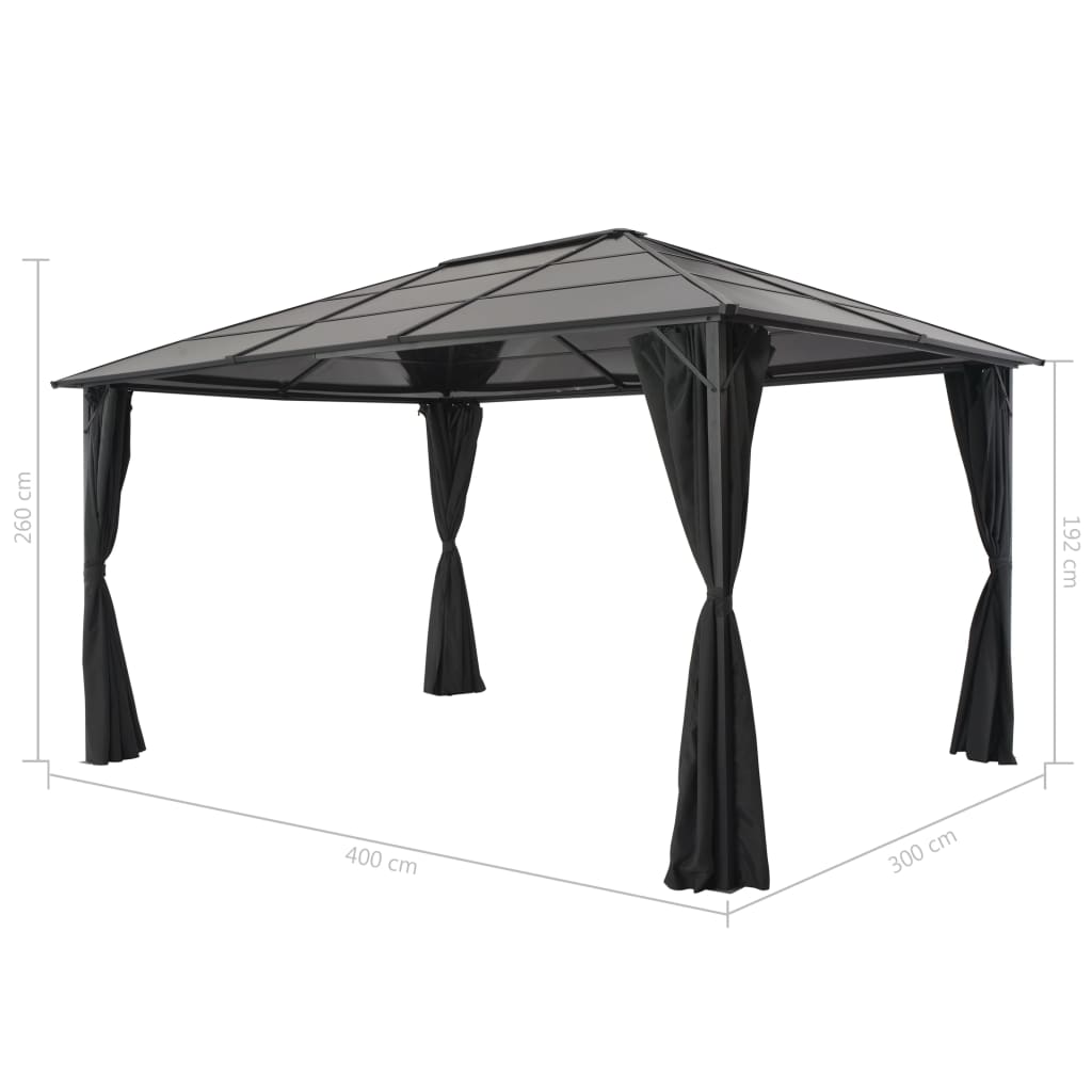 Pavėsinė su užuolaidomis MAXIM, juoda, 4x3m