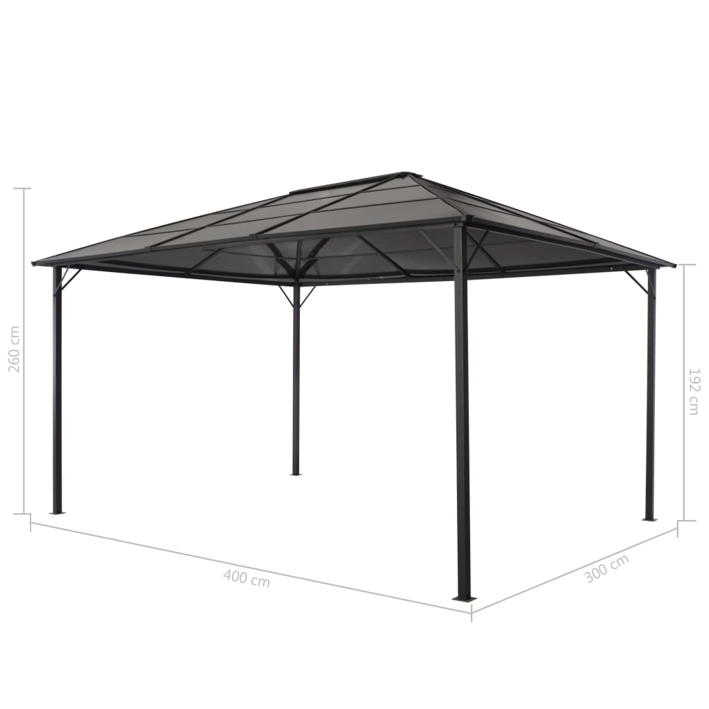 Pavėsinė su stogu MAXIM, juoda, 4x3m
