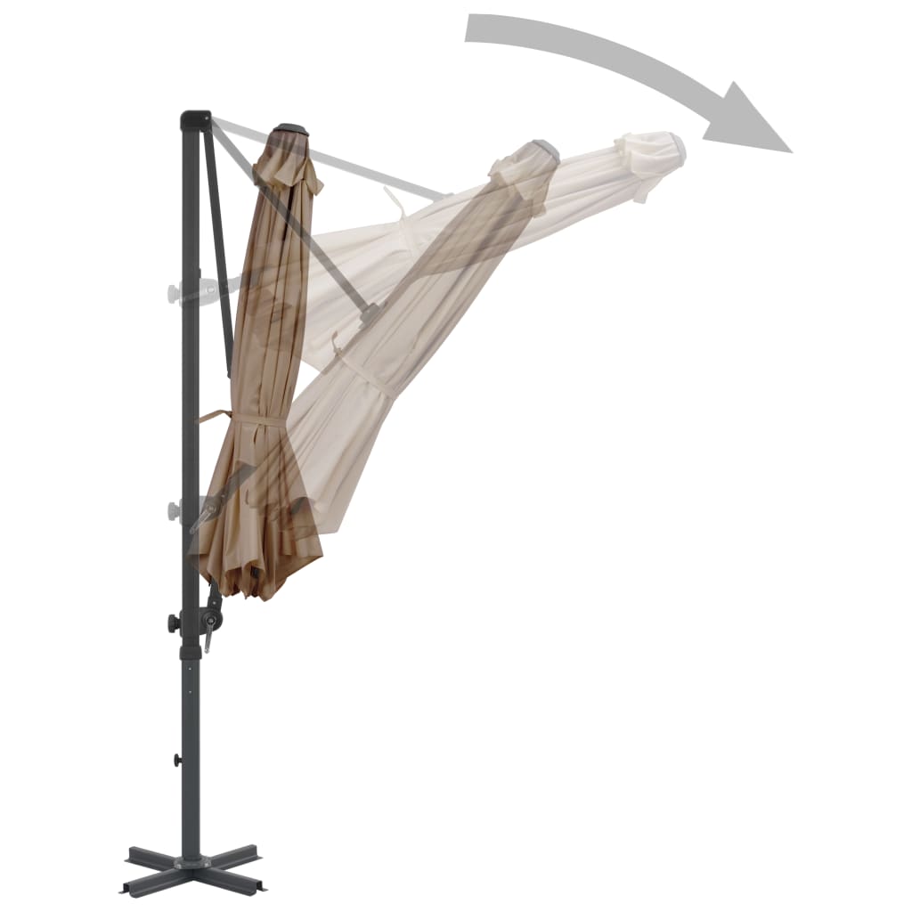 Gembinis sodo skėtis su aliuminio stulpu, taupe, 300cm
