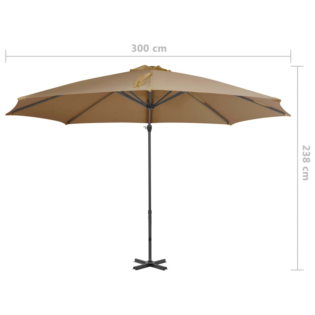 Gembinis sodo skėtis su aliuminio stulpu, taupe, 300cm