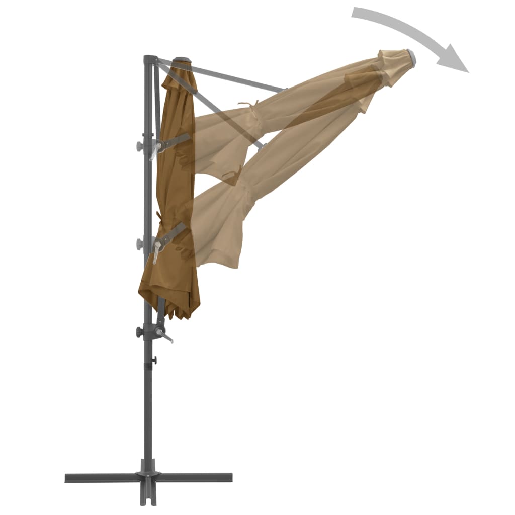 Gembinis sodo skėtis su plieniniu stulpu, taupe, 300cm
