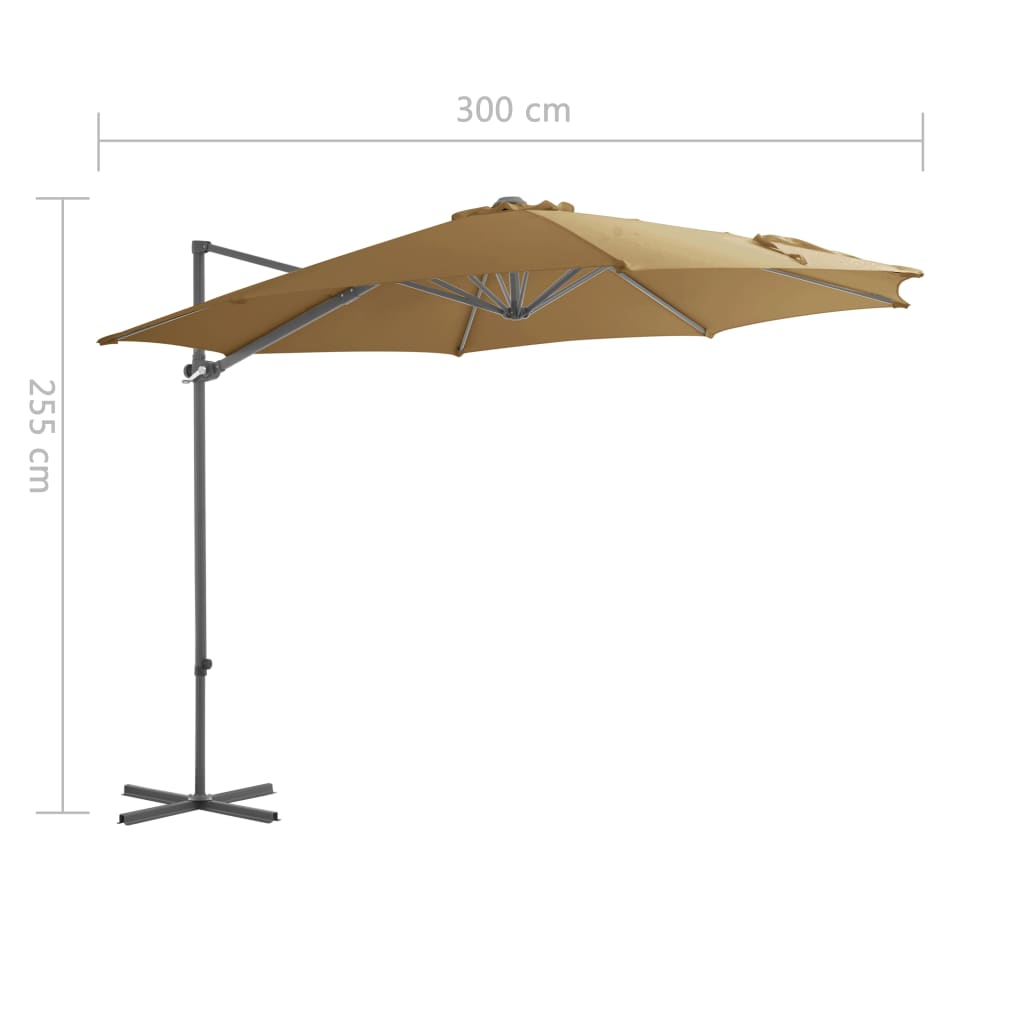 Gembinis sodo skėtis su plieniniu stulpu, taupe, 300cm