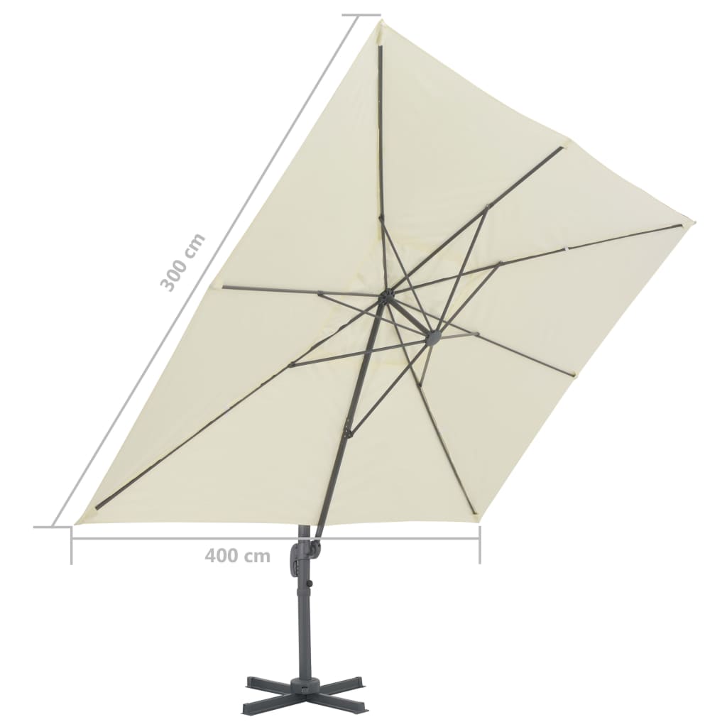 Gembinis sodo skėtis su aliuminio stulpu, smėlio, 400x300cm