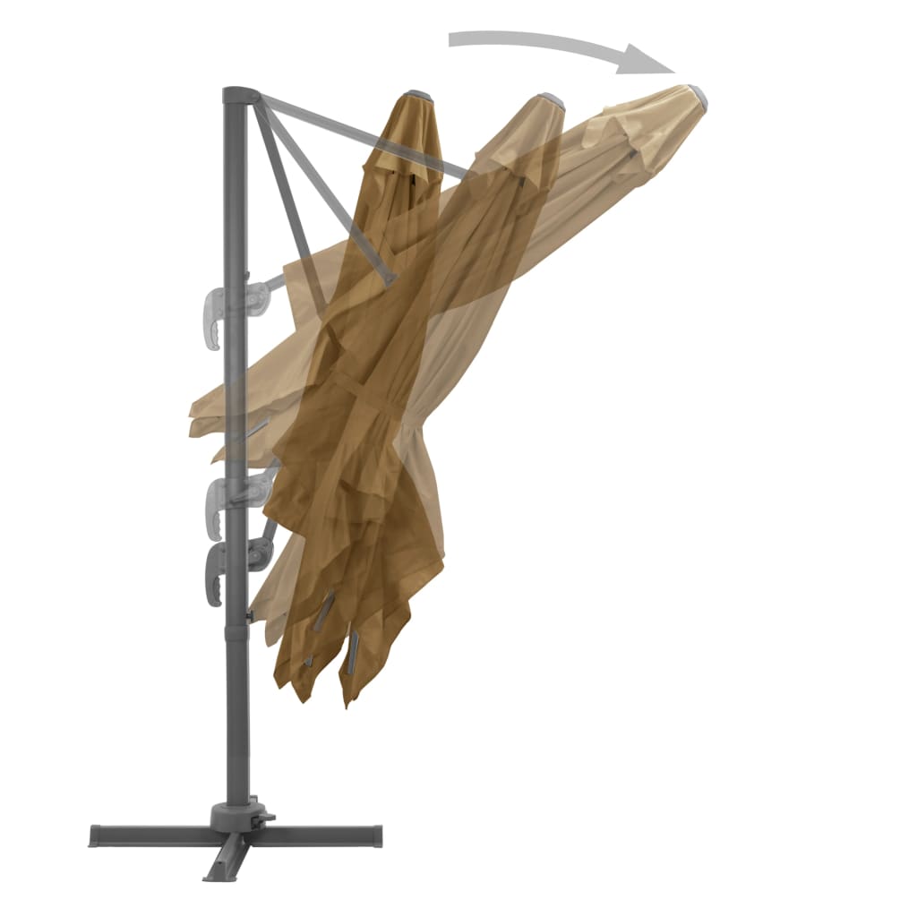 Gembinis sodo skėtis su aliuminio stulpu, taupe, 300x300cm