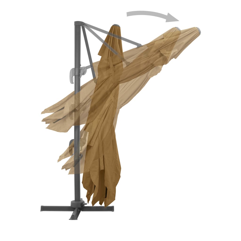 Gembinis sodo skėtis su aliuminio stulpu, taupe, 400x300cm