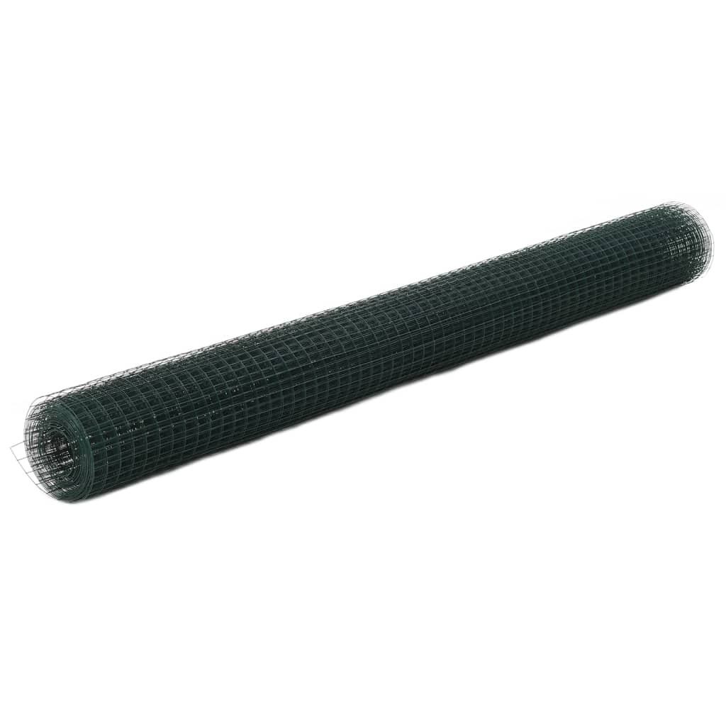 Stieples siets ar PVC pārklājumu, zaļš, 10x1,5m