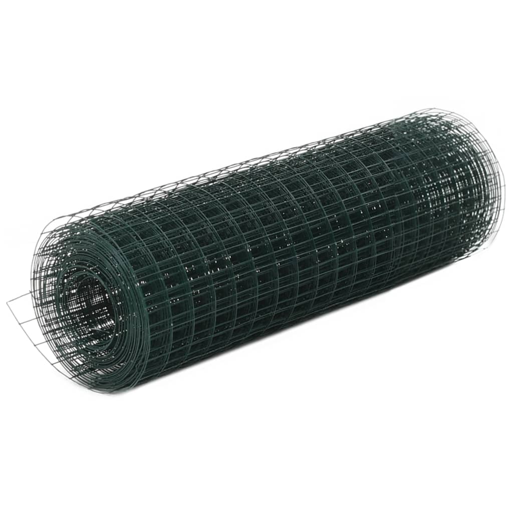 PVC Coated Wire Mesh, Green, 25x0.5m